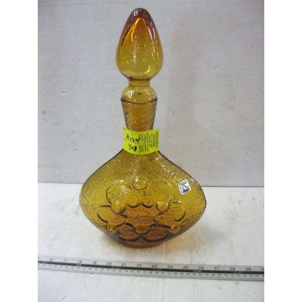 AMBER ANTIGUA ITALIAN EMPOLI VASE W/STOPPER