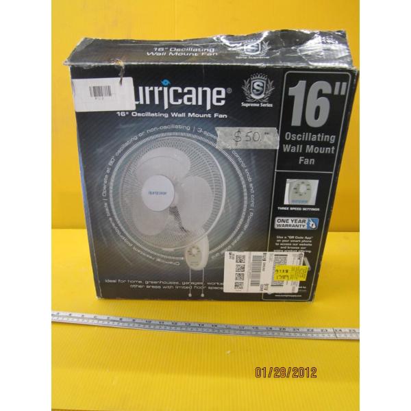 16" HURRICANE OSCILLATING WALL MOUNT FAN