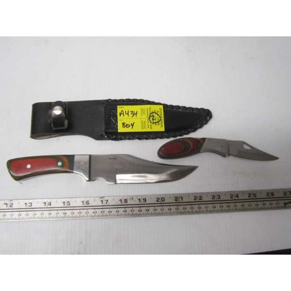 KNIFE W/SHEATH & A FOLDING KNIFE