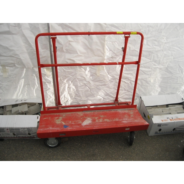 ROLLING RED PLYWOOD CART