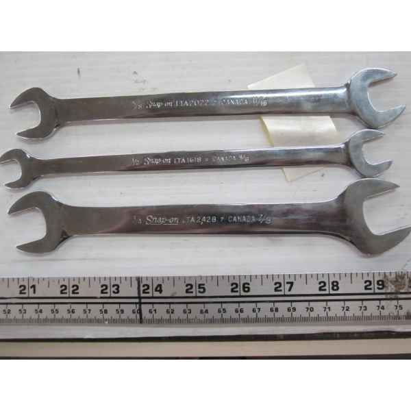 3 SNAP ON OPEN END WRENCHES