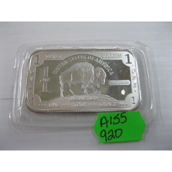 1 OZ .999 SILVER BAR W/BUFFALO (TAX EXEMPT)