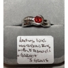 Image 1 : LADIES 10KT WHITE GOLD RING W 5 DIAMONDS & GARNET STONES, 3G, SZ 7 1/4