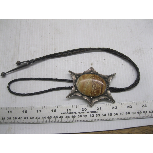 NAVAJO BOLO SILVER W/STONE TIE