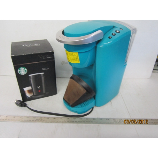 KEURIG COFFEE MACHINE & A LATTE MILK FROTHER