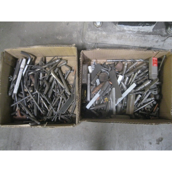 2 BOXES OF MISC. DRILL BITS, ALLEN KEYS, ETC.