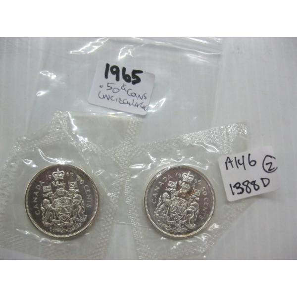 2 - 1965 50 CENT COINS UNCIRCULATED