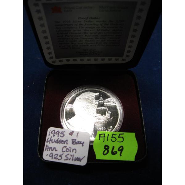 1995 HUDSON BAY ANNIVERSARY COIN .925 SILVER