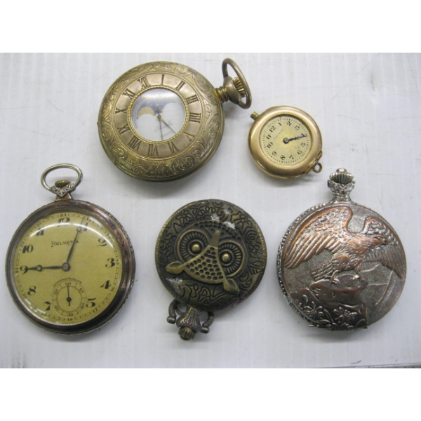 5 POCKET WATCHES - CONDITION UNKNOWN