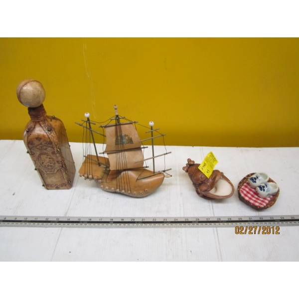 SAILBOAT, VASE DECANTER & MISC.