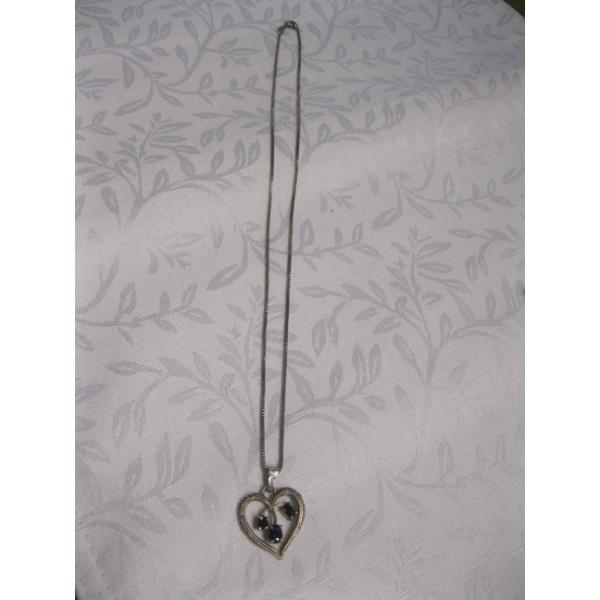 .925 SILVER CHAIN W/SERLING SILVER PENDANT W/SAPPHIRES