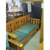Image 2 : OAK FRAMED SOFA W/GREEN CUSHIONS
