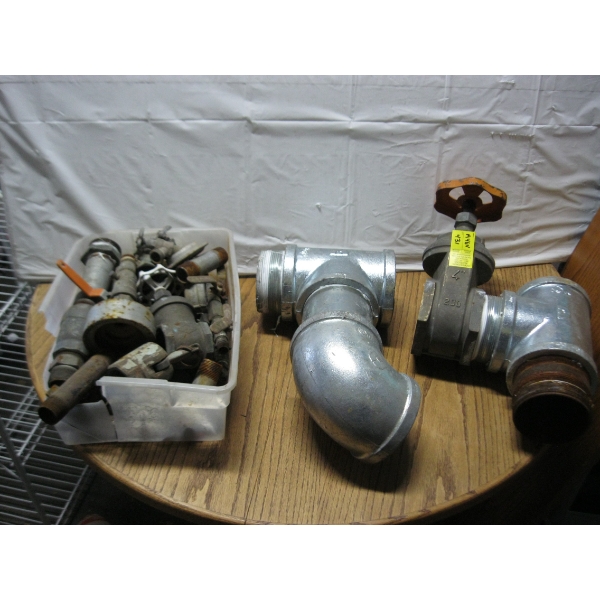 LG. LOT OF ASST. PLUMBING SUPPLIES, GATE VALVES, PIPE, ETC.