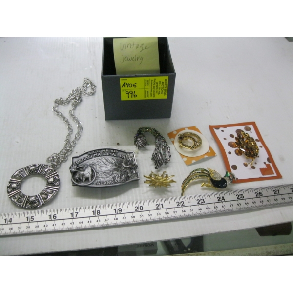 DENALI BELT BUCKLE, MISC. BROACHES, ETC.