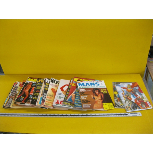 STACK OF ADULT MAGAZINES & 2 COMICS