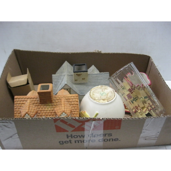 MISC. CANDLEHOLDERS, CERAMIC HOUSE CANDLEHOLDERS, ETC.