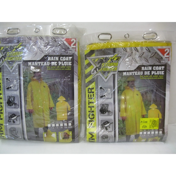 2 RAINCOAT SETS, SZ XXL
