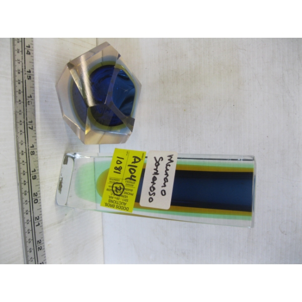 2 MURANO SOMMERSO GLASS PIECES