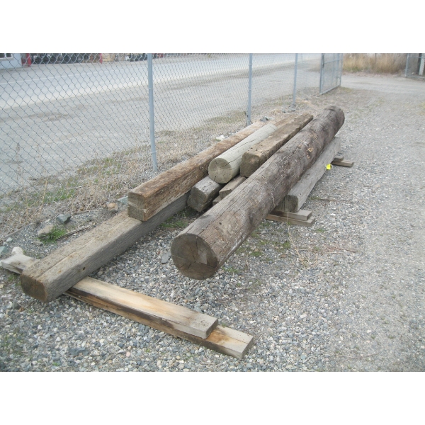 LOT OF ASST'D HD TIMBERS, POLE PIECES, ETC.