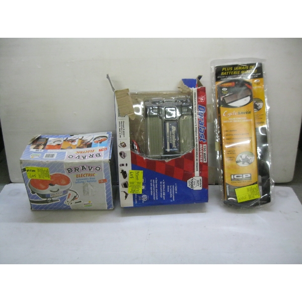 ELECTRIC INFLATOR, 750W INVERTER & A MOTORCYCLE SOLAR CHARGER