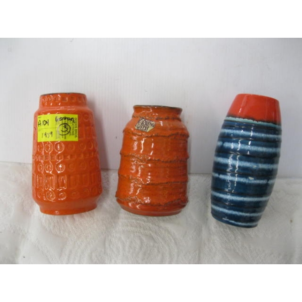 3 GERMAN MCM VASES