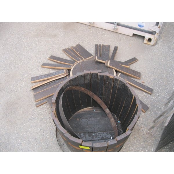 2 WINE BARRELL PLANTERS - NEED TO BE ASSEMBLED