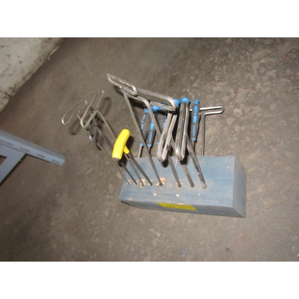 SET OF T HANDLE ALLEN KEYS & A SM. SET OF TORQUES BIT SCREWDRIVERS