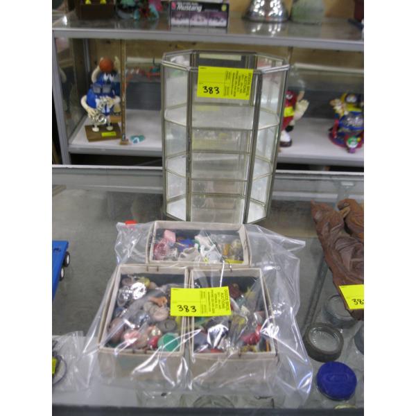 GUMBALL MACHINE TOYS & SM. DISPLAY CASE