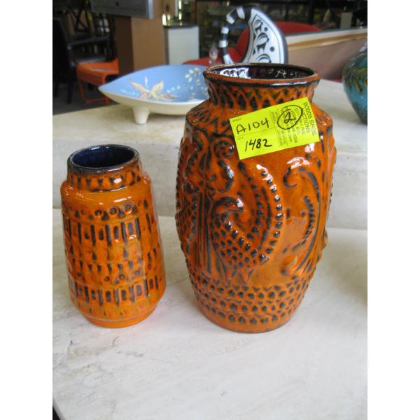 2 WEST GERMAN MCM POTTERY VASES