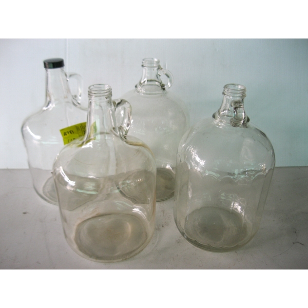 4 HANDLE NECKED GLASS JARS