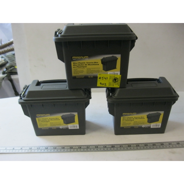 3 PLASTIC MINI AMMO BOXES