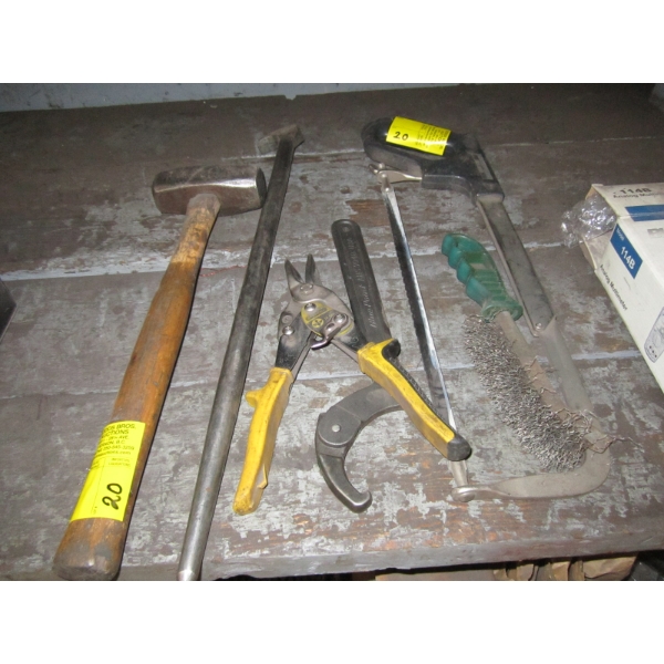 MISC. HACKSAW, SM. SLEDGE, PRYBAR, ETC.