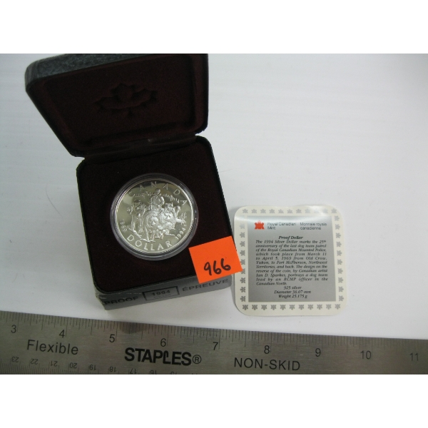 1994 CDN SILVER $1 - PROOF, 92.5% SILVER