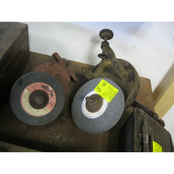2 HAND CRANK BENCH GRINDERS