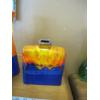 Image 2 : 3 WEST GERMAN FAT LAVA POTTERY ORANGE & BLUE VASES