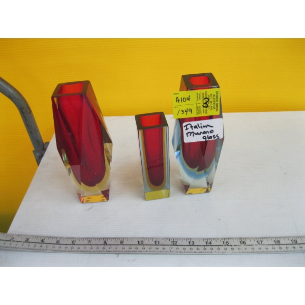 3 MURANO GLASS VASES
