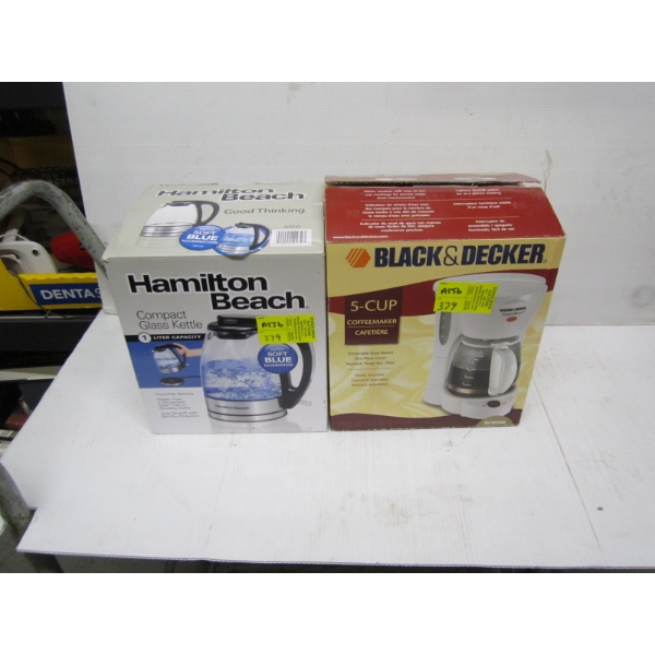 HAMILTON BEACH ELECTRIC KETTLE & BLACK & DECKER 5 CUP COFFEEMAKER
