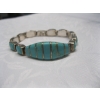 Image 3 : TURQUOISE & SILVER STAMPED (950) SILVER BRACELET, 40G