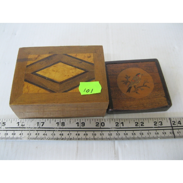 SM. INLAID LIDDED BOX & SM. INLAID BOX W/HINGED TOP