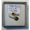 Image 1 : SILVER RING W/GREEN STONES, SZ 8 3/4