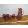 Image 1 : PINK & GOLD DECANTER & 5 GLASSES