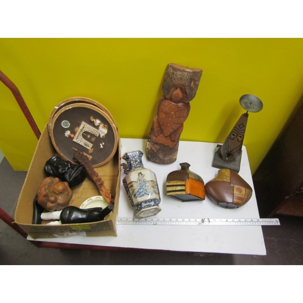 MISC. CARVINGS, VASES, ETC.