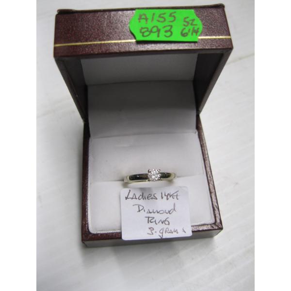 LADIES 14KT GOLD DIAMOND RING, 3G, SZ 6 1/4