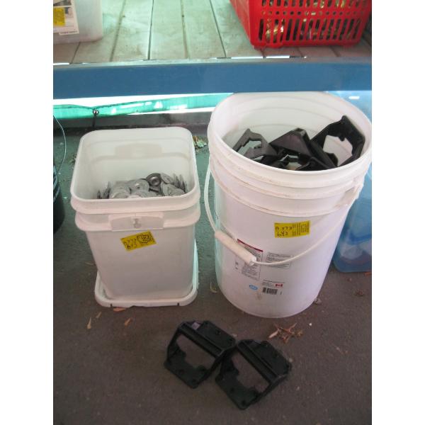 2 PAILS OF WASHERS, HARDWARE, ETC.