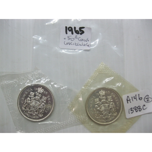 2 - 1965 50 CENT COINS UNCIRCULATED