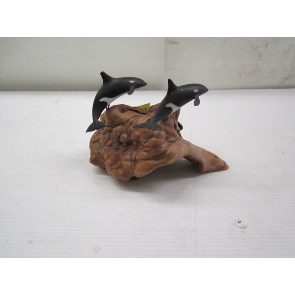 JOHN PERRY BURLWOOD SCULPTURE - THE ORCA WHALES