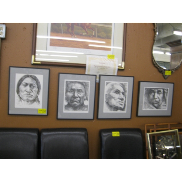 4 FRAMED NATIVE CHIEF PRINTS