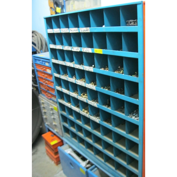 TURQUOISE BOLT BIN W/ASST. CONTENTS