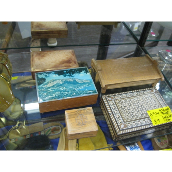 4 TRINKET BOXES & A MUSIC BOX