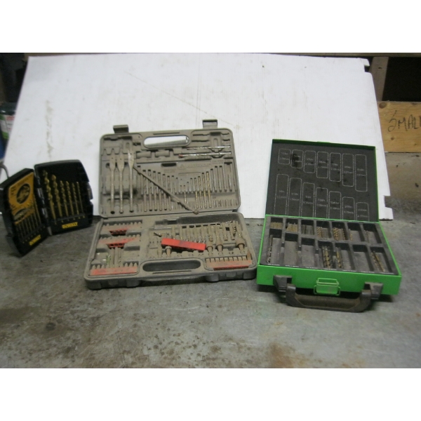 LOT OF BIT SETS - DEWALT DRILL BIT SET, KAWASAKI DRILL BITS AND AN ALLTRADE BIT SET